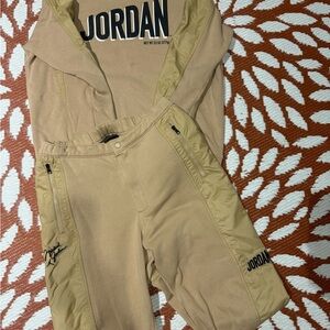 Jordan Beige Tracksuit Set with Red Jumpman Accent